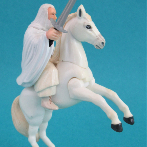 1. Gandalf en cavalier et  2. le cheval de Gandalf avec socle spécial.